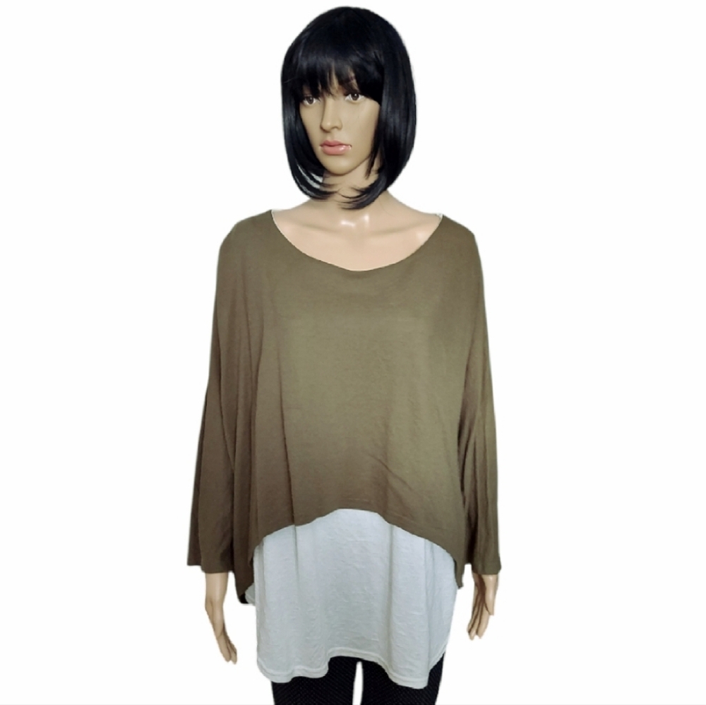 Jean Marc Philippe Green and White Tunic with Relaxed Fit